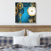 Türkis-Steampunkirche Hintergrund mit Gears Leinwanddruck (Insitu (Schlafzimmer))