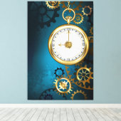 Türkis-Steampunkirche Hintergrund mit Gears Leinwanddruck (Insitu (Holzboden))