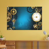 Türkis-Steampunkirche Hintergrund mit Gears Leinwanddruck (Insitu (Wohnzimmer))