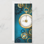 Türkis-Steampunkirche Hintergrund mit Gears Magneteinladung (Vorderseite)