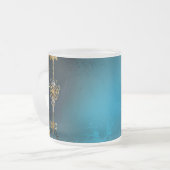 Türkis-Steampunkirche Hintergrund mit Gears Mattglastasse (Vorderseite Links)