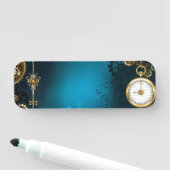 Türkis-Steampunkirche Hintergrund mit Gears Namensschild (Beispiel)