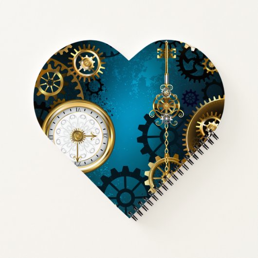 Türkis-Steampunkirche Hintergrund mit Gears Notizblock (Rückseite)