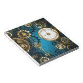 Türkis-Steampunkirche Hintergrund mit Gears Notizblock (angewinkelt)