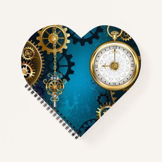 Türkis-Steampunkirche Hintergrund mit Gears Notizblock (Vorderseite)