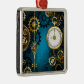 Türkis-Steampunkirche Hintergrund mit Gears Ornament Aus Metall (Rechts)