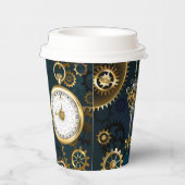 Türkis-Steampunkirche Hintergrund mit Gears Pappbecher (Rechts)