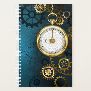 Türkis-Steampunkirche Hintergrund mit Gears Planer