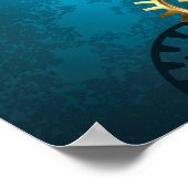 Türkis-Steampunkirche Hintergrund mit Gears Poster (Ecke)