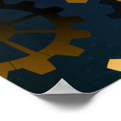 Türkis-Steampunkirche Hintergrund mit Gears Poster (Ecke)