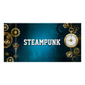 Türkis-Steampunkirche Hintergrund mit Gears Poster (Vorderseite)