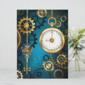 Türkis-Steampunkirche Hintergrund mit Gears Programm (Stehend Vorderseite)