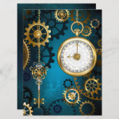 Türkis-Steampunkirche Hintergrund mit Gears Programm (Vorne/Hinten)