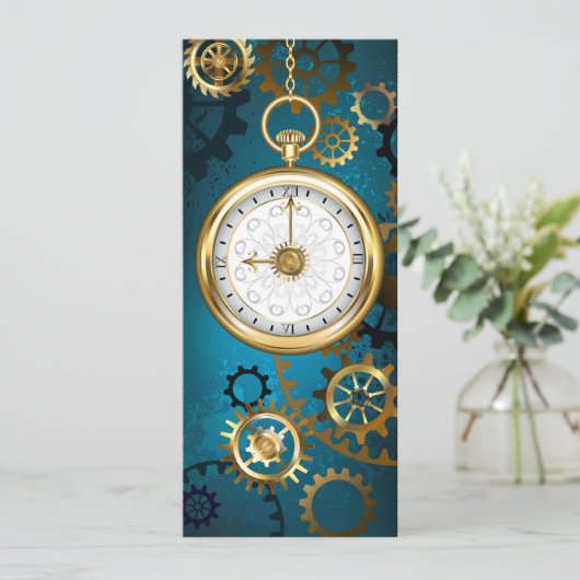 Türkis-Steampunkirche Hintergrund mit Gears Programm (Stehend Vorderseite)