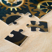 Türkis-Steampunkirche Hintergrund mit Gears Puzzle (Seite)