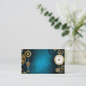 Türkis-Steampunkirche Hintergrund mit Gears Rabattkarte (Stehend Vorderseite)