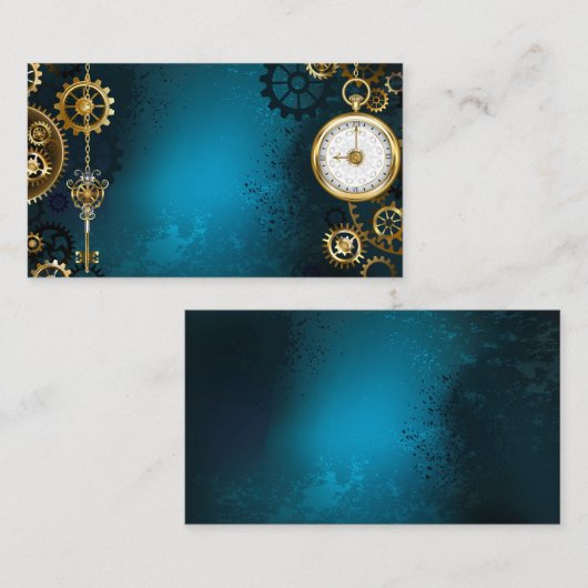 Türkis-Steampunkirche Hintergrund mit Gears Rabattkarte (Vorne/Hinten)
