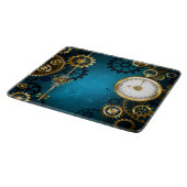 Türkis-Steampunkirche Hintergrund mit Gears Schneidebrett (Ecke)