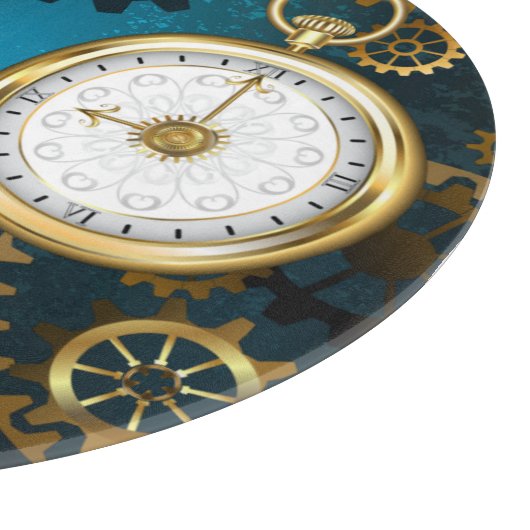 Türkis-Steampunkirche Hintergrund mit Gears Schneidebrett (Ecke)