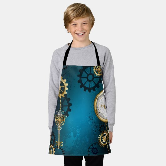 Türkis-Steampunkirche Hintergrund mit Gears Schürze (Getragen)