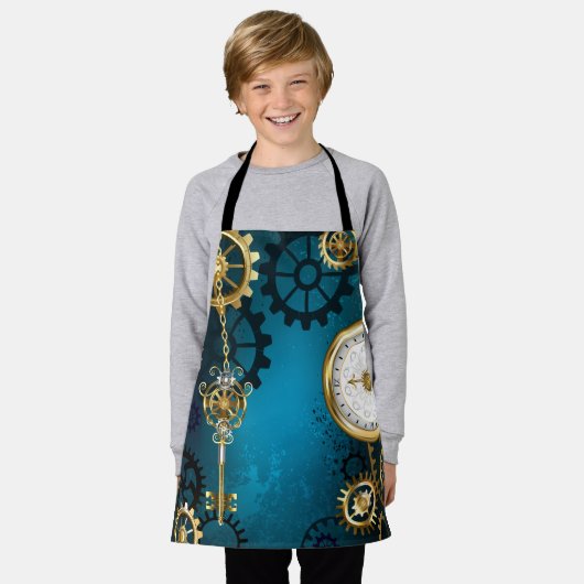 Türkis-Steampunkirche Hintergrund mit Gears Schürze (Getragen)
