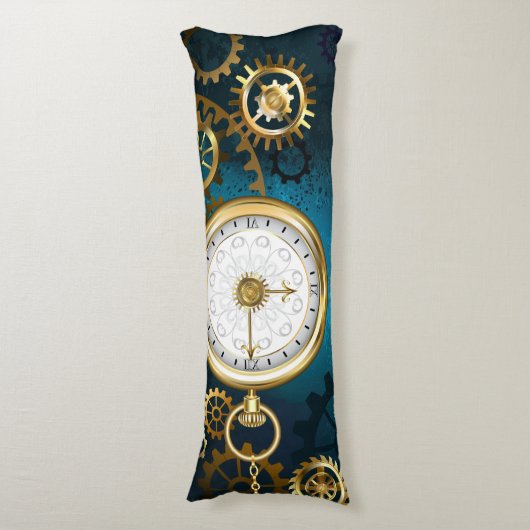 Türkis-Steampunkirche Hintergrund mit Gears Seitenschläferkissen (Vorderseite Vertikal)