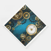 Türkis-Steampunkirche Hintergrund mit Gears Serviette (Ecke)