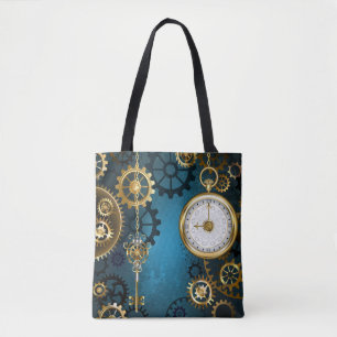 Türkis-Steampunkirche Hintergrund mit Gears Tasche