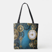 Türkis-Steampunkirche Hintergrund mit Gears Tasche (Rückseite)