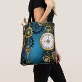 Türkis-Steampunkirche Hintergrund mit Gears Tasche (Von Nahem)