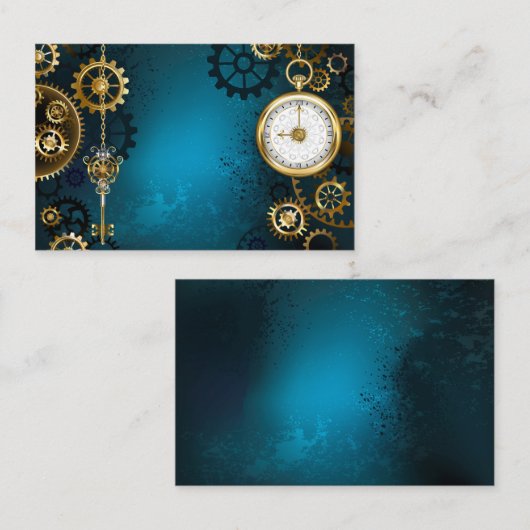 Türkis-Steampunkirche Hintergrund mit Gears Terminkarte (Vorne/Hinten)