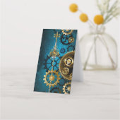 Türkis-Steampunkirche Hintergrund mit Gears Treuekarte (Vorderseite)