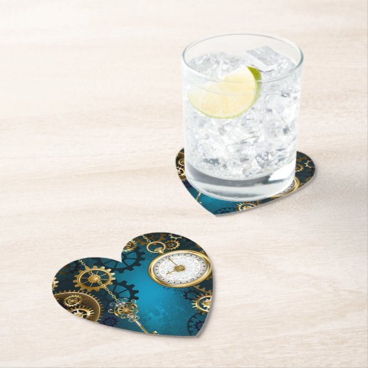 Türkis-Steampunkirche Hintergrund mit Gears Untersetzer (Vor Ort)