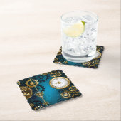 Türkis-Steampunkirche Hintergrund mit Gears Untersetzer (Vor Ort)