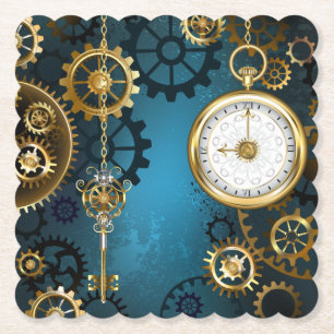 Türkis-Steampunkirche Hintergrund mit Gears Untersetzer