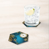 Türkis-Steampunkirche Hintergrund mit Gears Untersetzer (Vor Ort)