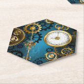 Türkis-Steampunkirche Hintergrund mit Gears Untersetzer (angewinkelt)