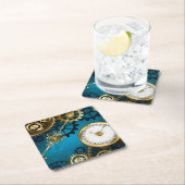 Türkis-Steampunkirche Hintergrund mit Gears Untersetzer (Vor Ort)