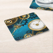 Türkis-Steampunkirche Hintergrund mit Gears Untersetzer (angewinkelt)