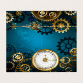 Türkis-Steampunkirche Hintergrund mit Gears Visitenkarten (Außenseite Aufgefaltet)