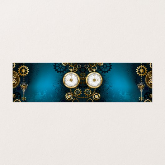 Türkis-Steampunkirche Hintergrund mit Gears Visitenkarten (Außenseite Aufgefaltet)