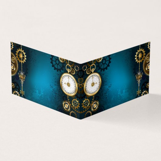 Türkis-Steampunkirche Hintergrund mit Gears Visitenkarten (Vorderseite)