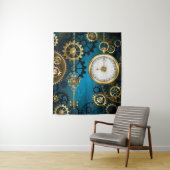 Türkis-Steampunkirche Hintergrund mit Gears Wandteppich (Beispiel)