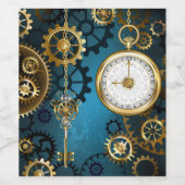 Türkis-Steampunkirche Hintergrund mit Gears Weinetikett (Einzelnes Label)