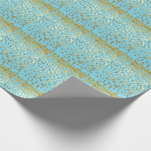 Türkis-Stern Stripes Packpapier (Ecke)