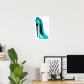 Türkis Stiletto Shoe Print Poster (Heimbüro)