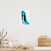 Türkis Stiletto Shoe Print Poster (Küche)