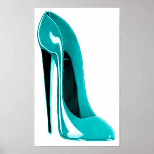 Türkis Stiletto Shoe Print Poster (Vorne)
