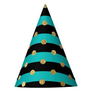 Türkis-Streifen mit Polka-Punkt-Geburtstags-Party Partyhütchen