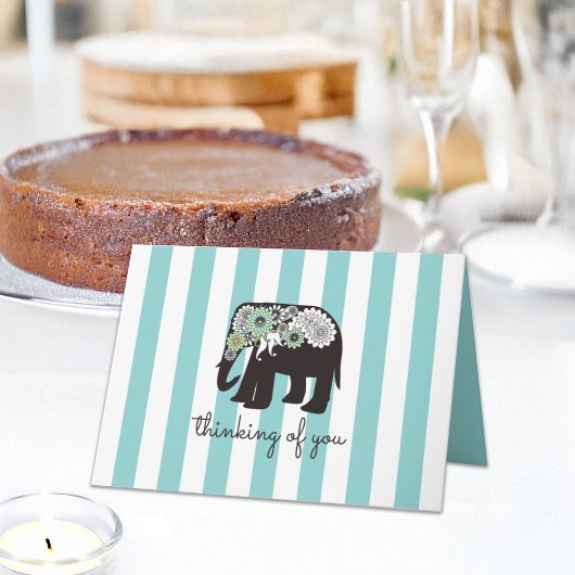 Türkis Stripe Paisley Elefant Denken Sie an Sie Karte